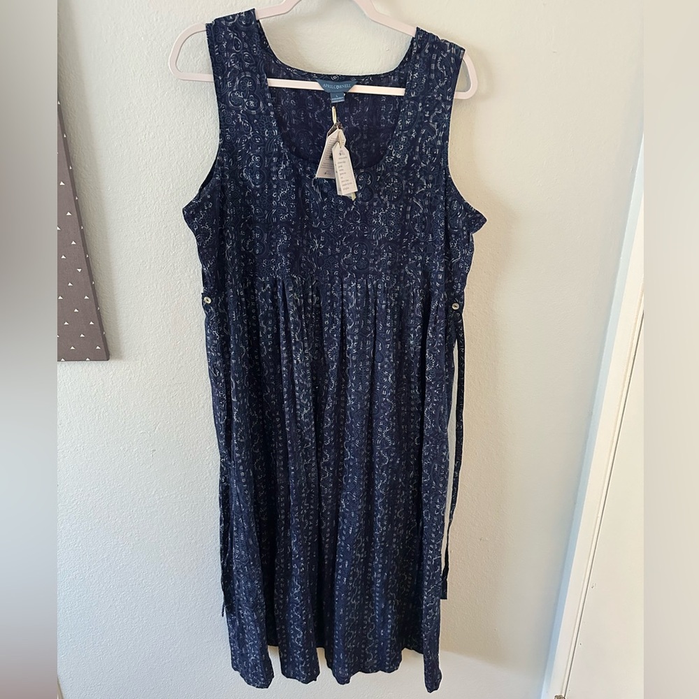 April Cornell Navy Azure Block Print Dress - Picture 6 of 10